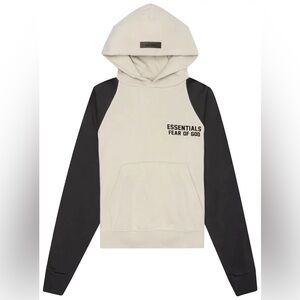 Fear of God Essentials Kids Raglan Hoodie Kangaroo Pocket Wheat/Black Size 6/7